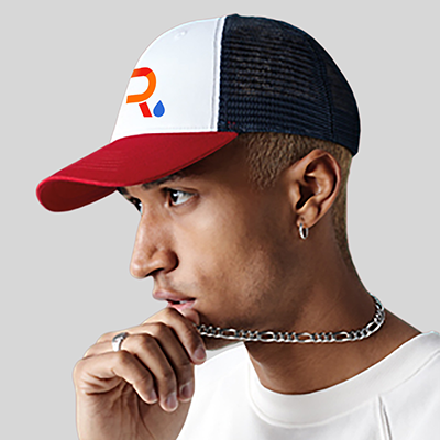 Impresión gorra beechfield CB647 blanca marina roja personalizado