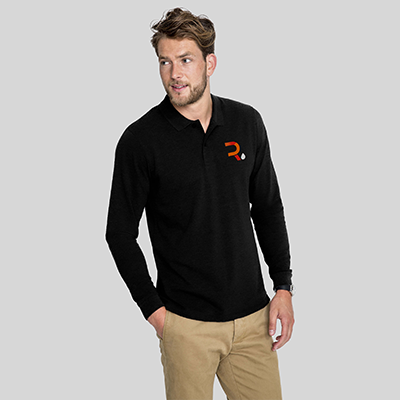Polo personalizado longsleeved negro hombre